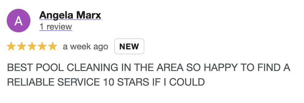 Pool cleaning review from Angela Marx