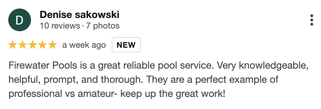 Pool cleaning review from Denise Sakowski